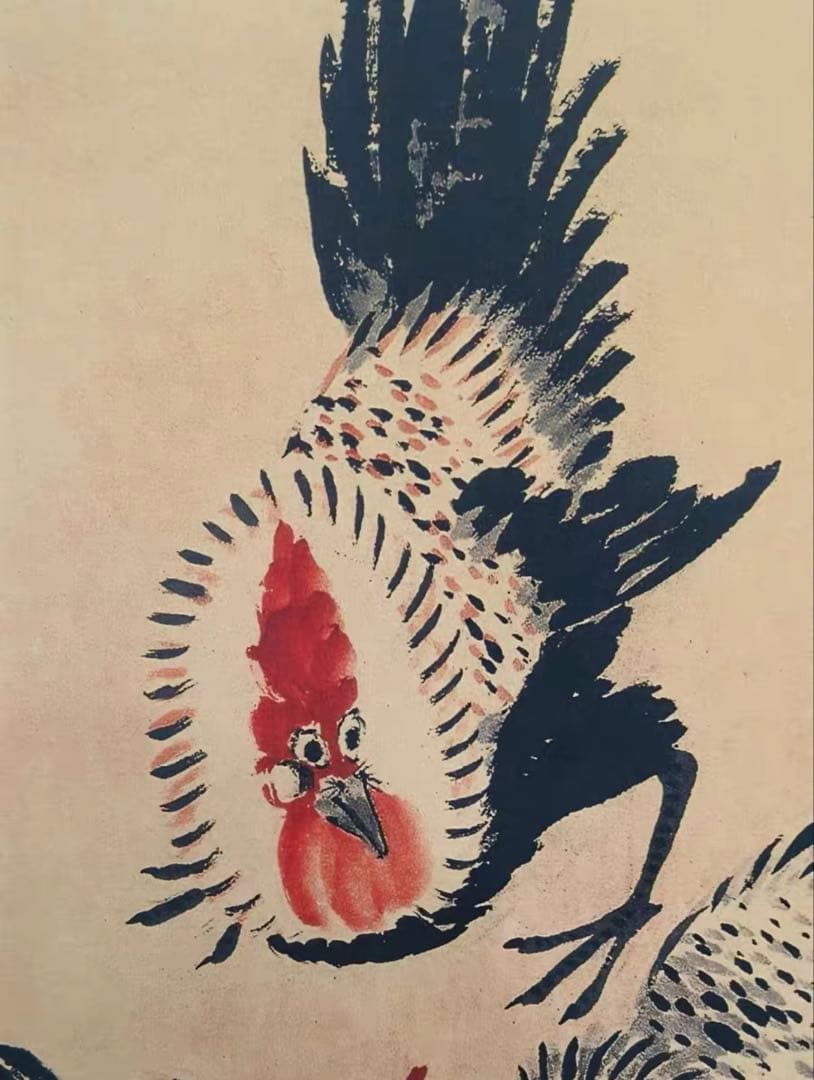 【12月限定】水墨画 一点物 齊白石《三公百寿図》中堂画｜掛け軸・実物撮影
