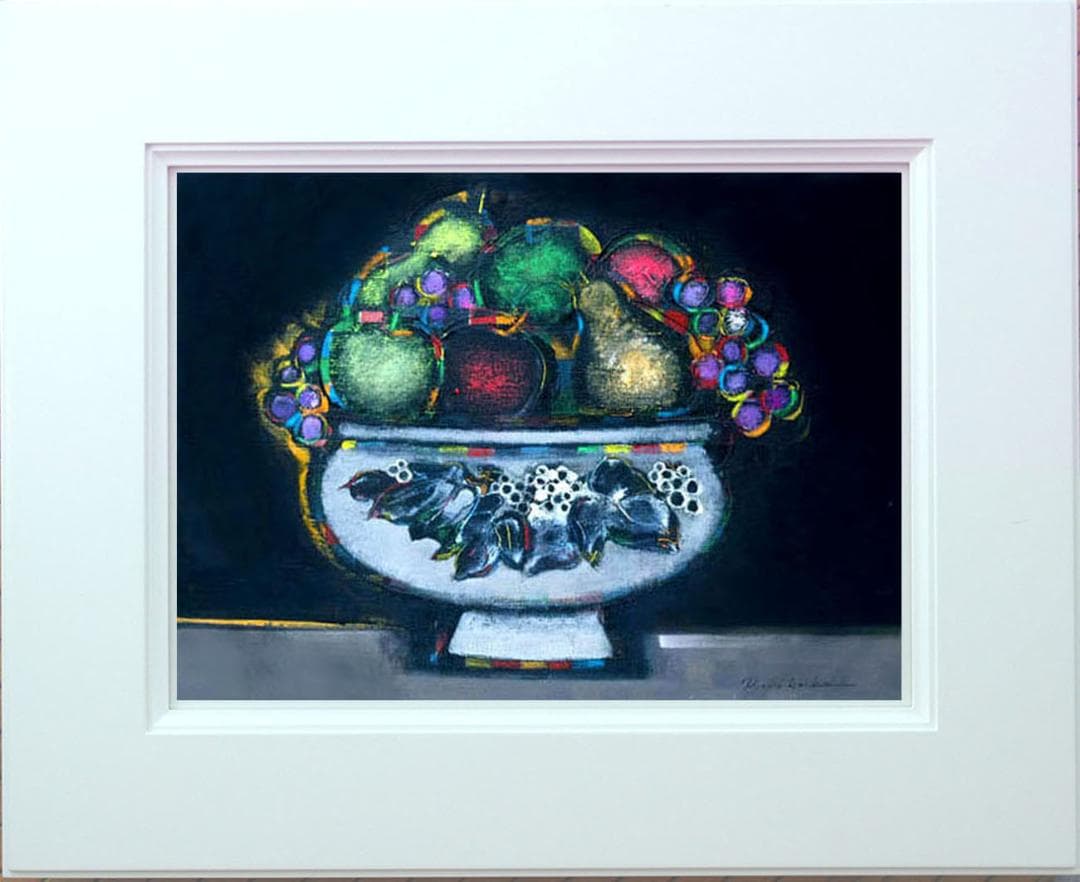 油絵 菅家令子 絵 絵画 インテリア uF6-062004 静物 果物と器
