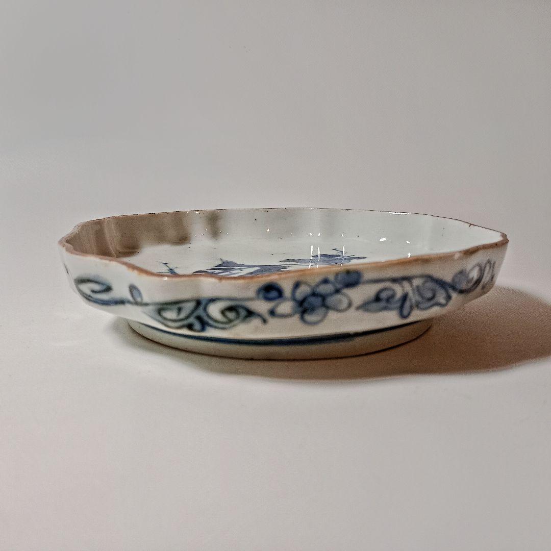 藍古九谷　染付更紗梅文皿　【初期伊万里　古九谷　藍柿右衛門　鑑賞伊万里】