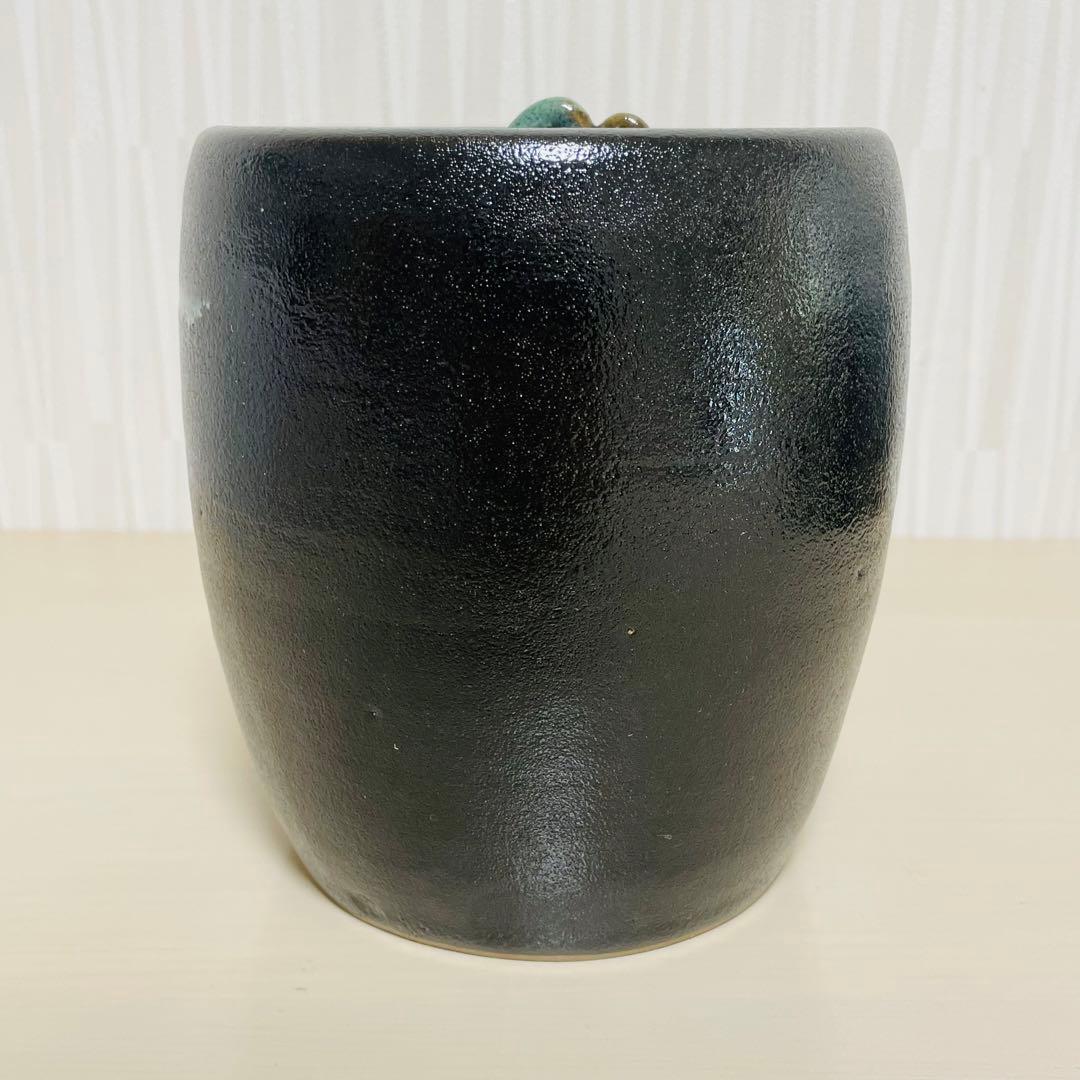 未使用 黒薩摩 龍門司焼 薩摩焼 皆具 立田光 在銘 共箱 茶道具 茶器