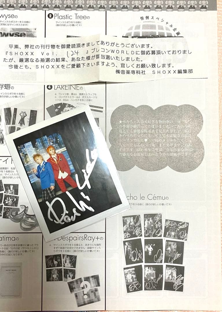 当選品】Lida AYA DAISHIサイン入りポラ他　サイコルシェイム