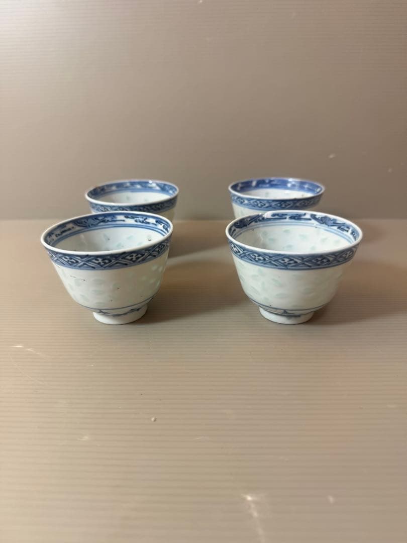 2908 中国骨董　康熙年造銘　蒸茶碗　4客　時代物
