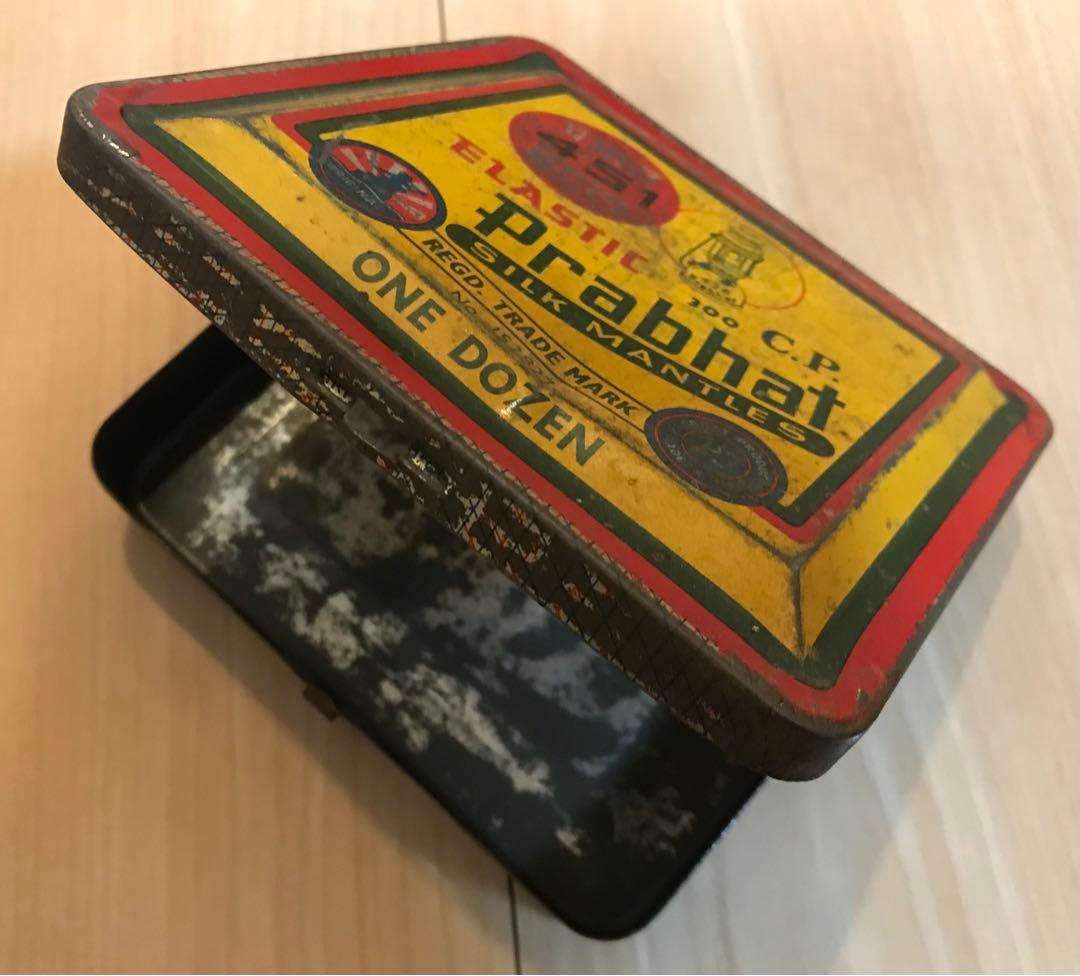ブリキ缶　1900-1940年代　Prabhat シルクマントル 1ダース