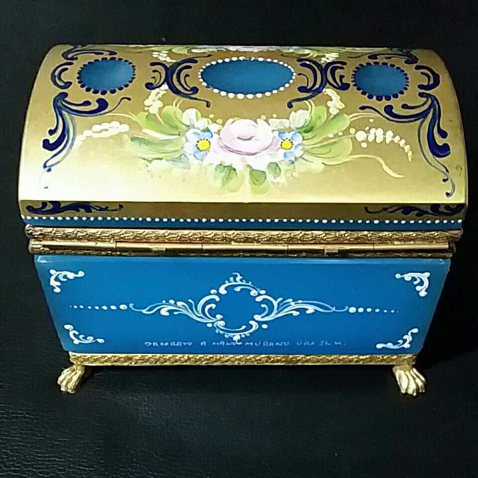 MURANO OPALINE FERRO ハイエナメル ハンドペイント 宝石箱