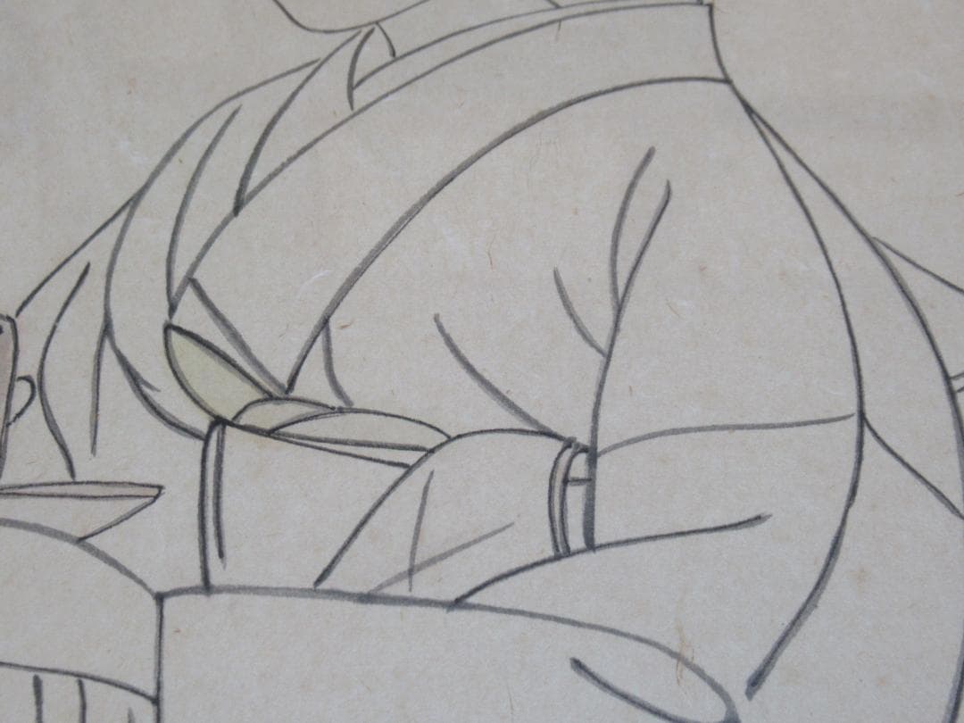 真作 美品 1950年代額装◆伊東深水 直筆「茶の湯」和紙 美人画素描 落款有り