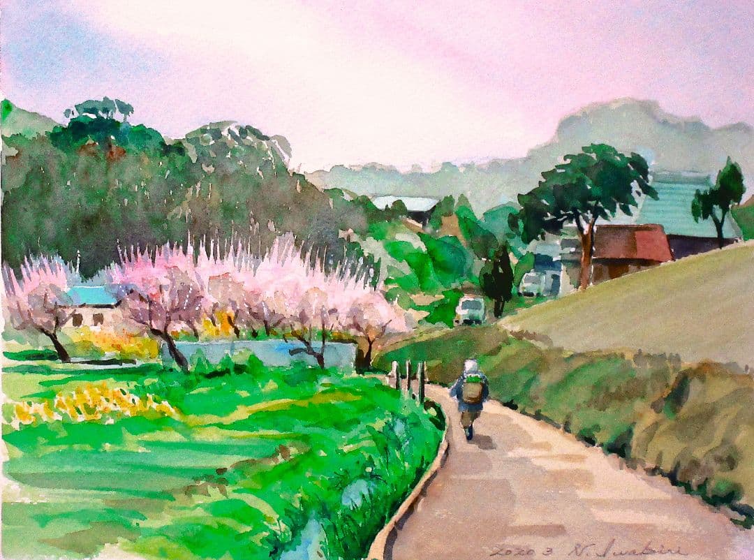 水彩画「春日和」