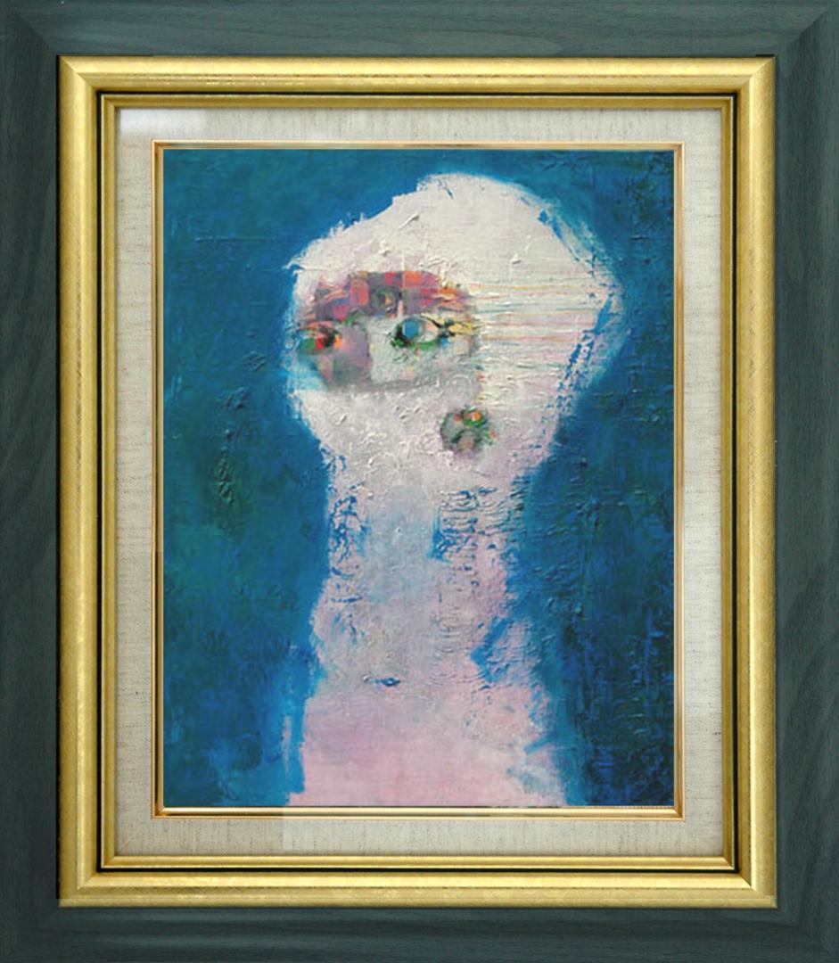 油絵 菅家令子 絵 絵画 インテリア 額付(黒) F6-080215 人物 女性