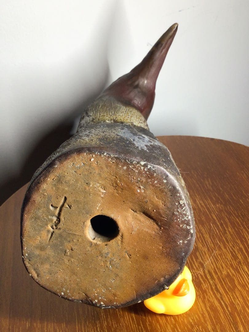 旧家初出し 備前焼 人間国宝 陶工 野鳥の置物 古美術品 時代物