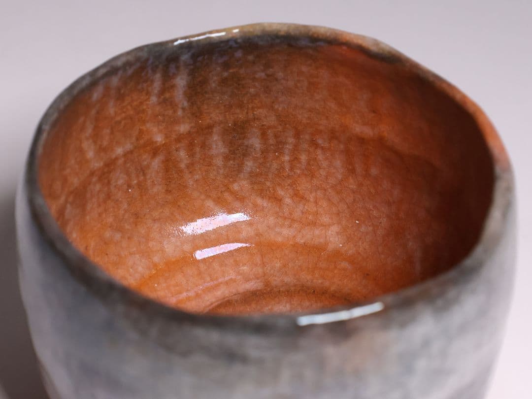 茶道具 二代 小川長楽 赤茶碗 共箱 共布 陶芸 陶器【MA914】