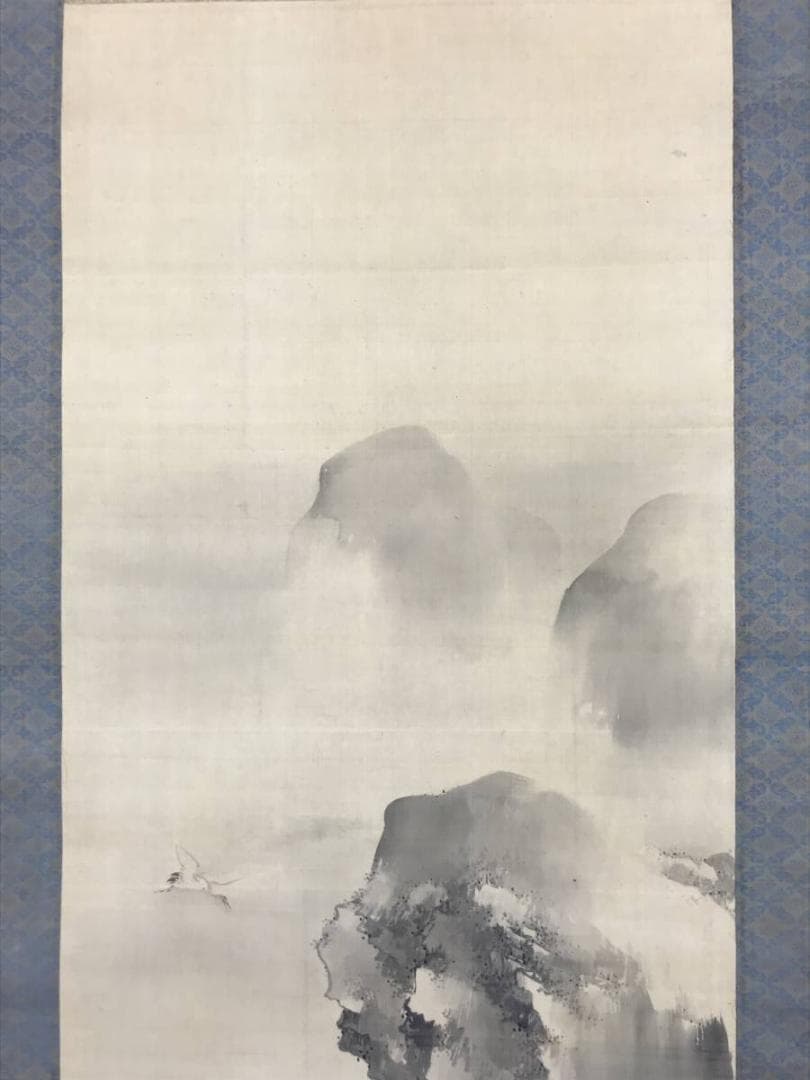 【真作】古市金峨/蓬莱山図/山水図/祝事山水図/掛軸/名家伝来/AC-74