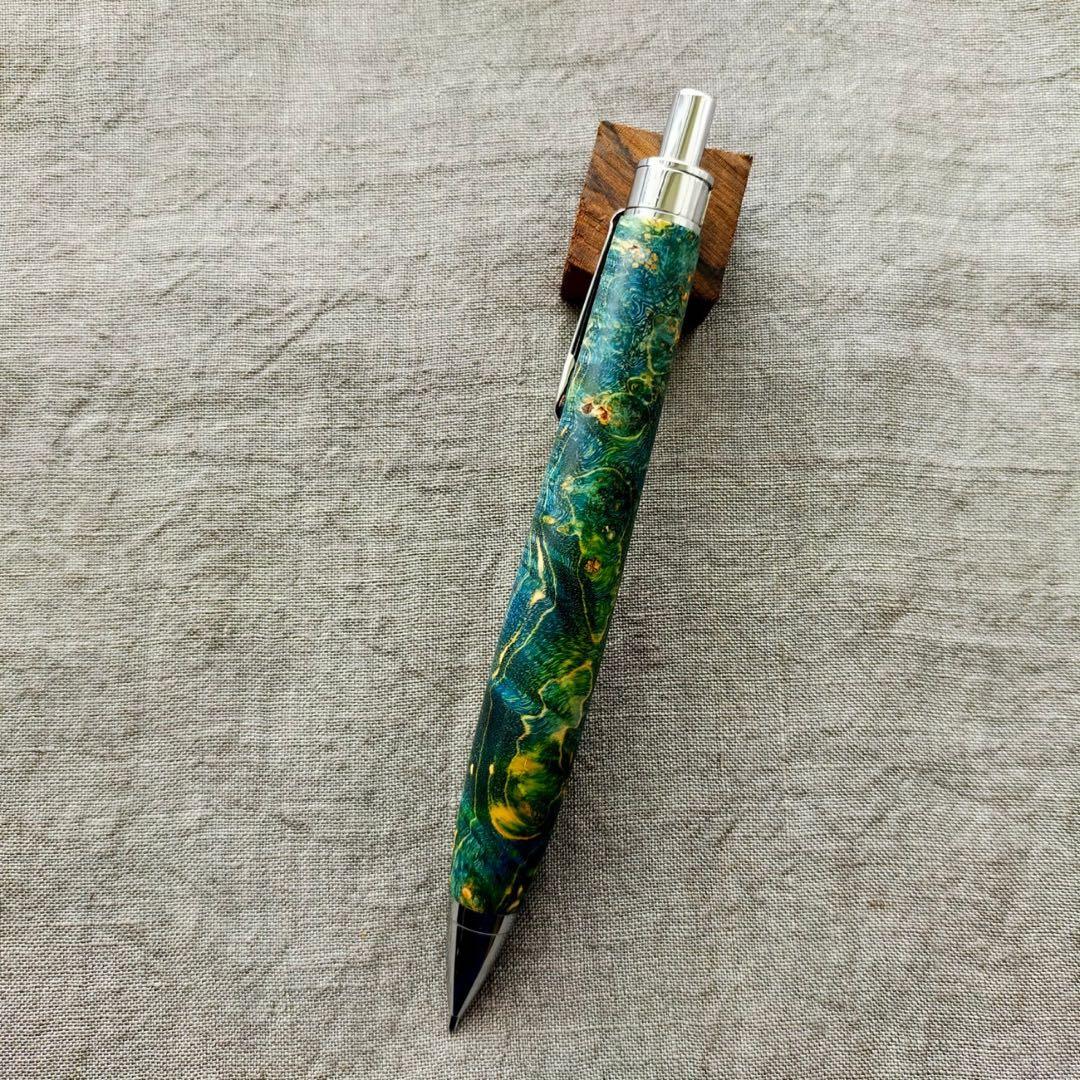 【秘境】　ハンドメイド　木軸シャープぺン　スタビライズウッド　瘤杢　0.5mm