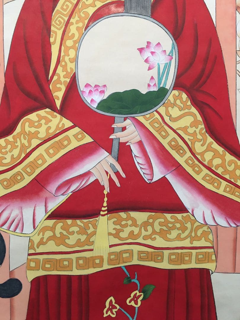 中国 仕女画 人物画 掛け軸 中堂 四尺 手描き 宣紙 中国美術 インテリア