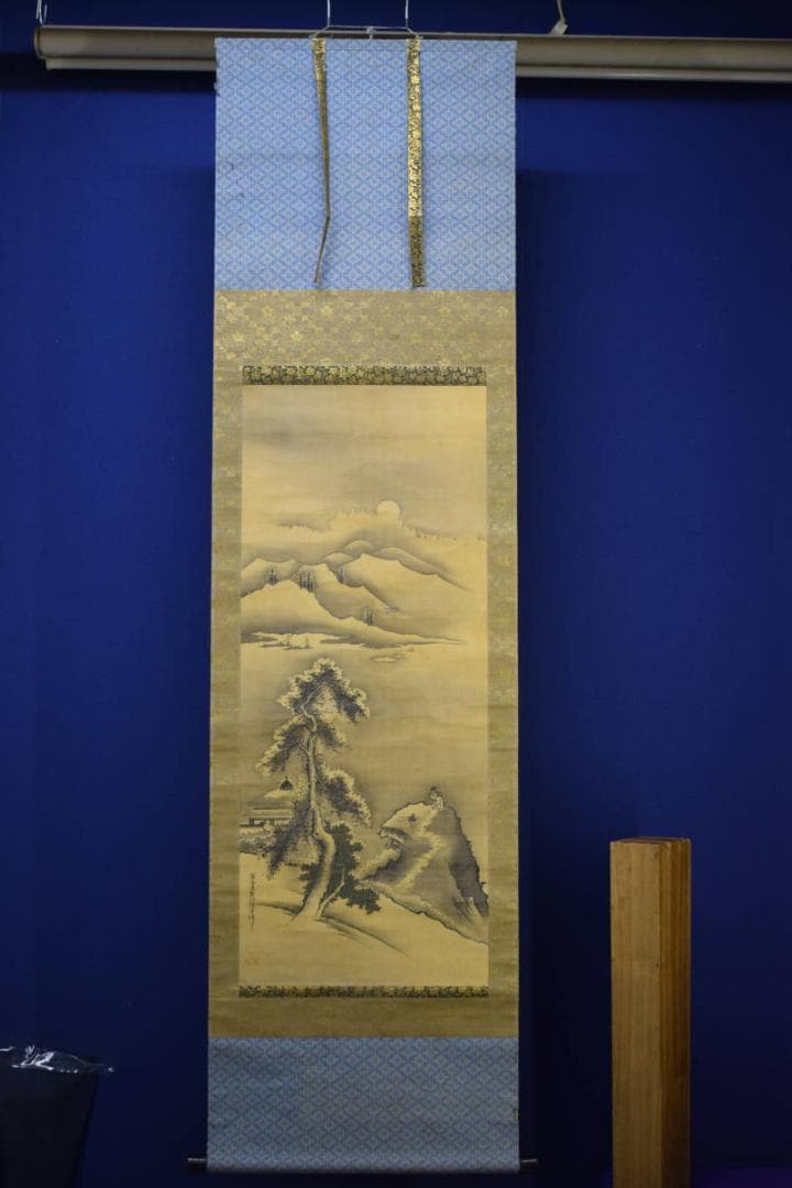 模写/雪舟/等楊（とうよう）/山水人物図/布袋屋掛軸HH-65