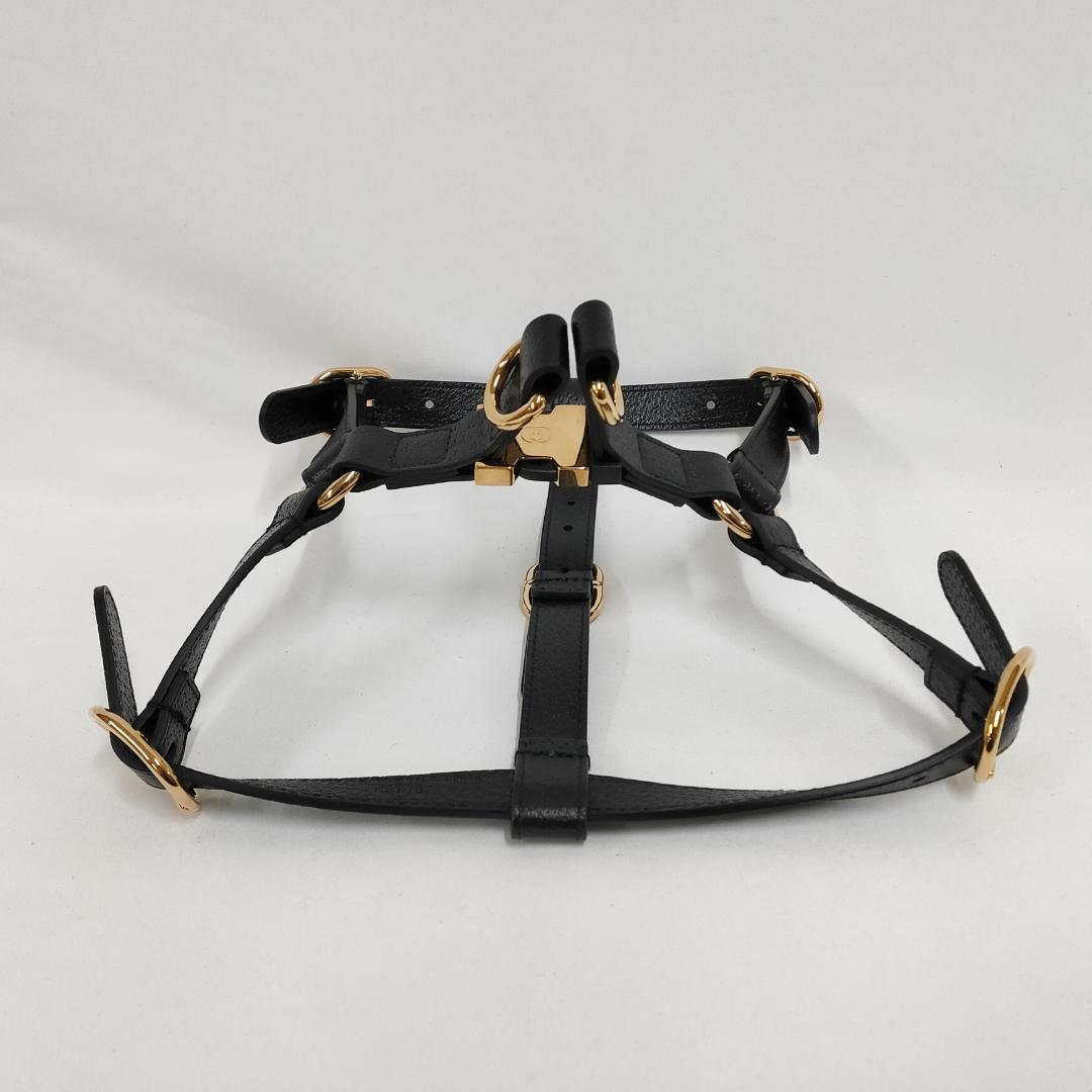 ○★新品 未使用 Gucci オメトリックG ペット ハーネス ブラックレザー