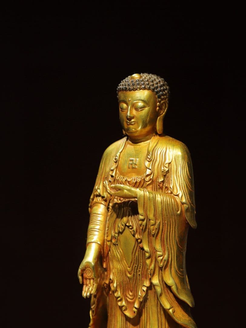 仏教美術 鎏金阿弥陀仏駅像 釈迦牟尼仏像 家内仏堂 供仏 置物