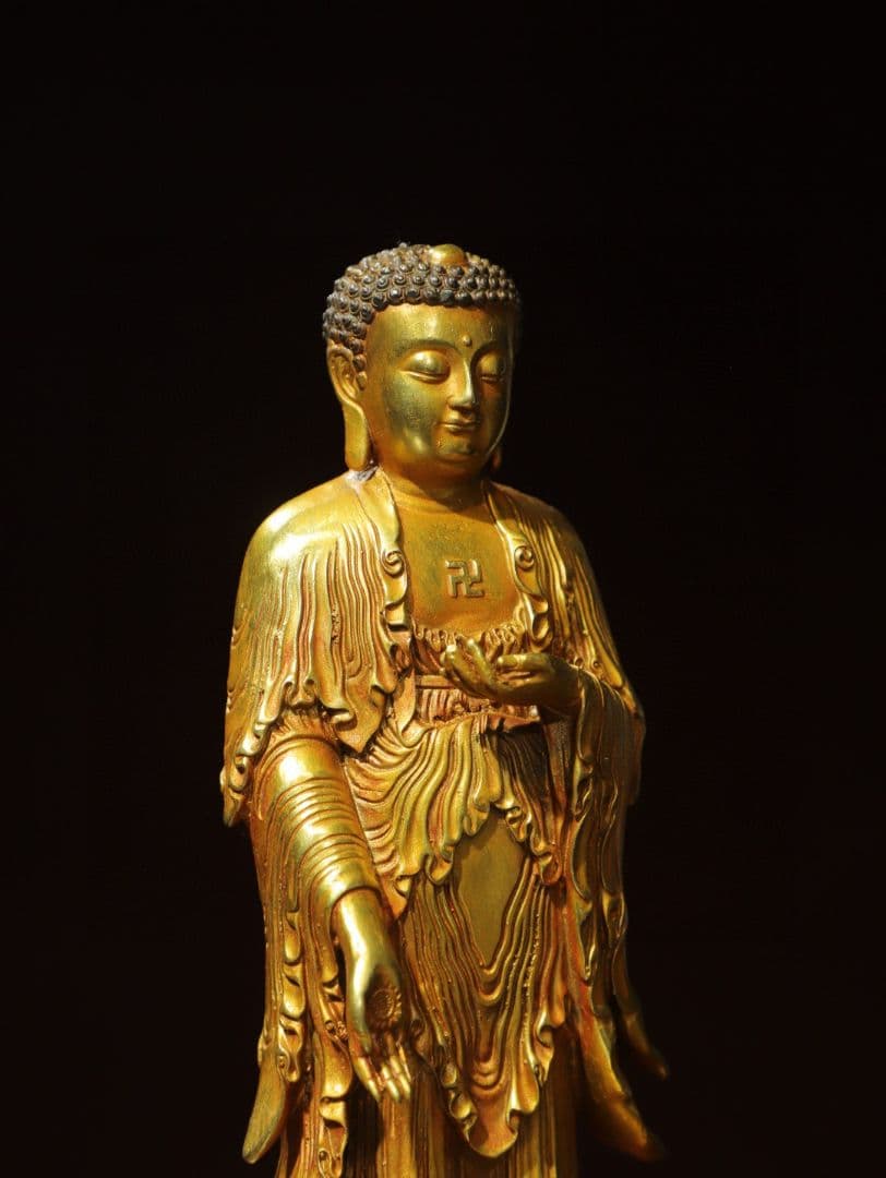 仏教美術 鎏金阿弥陀仏駅像 釈迦牟尼仏像 家内仏堂 供仏 置物