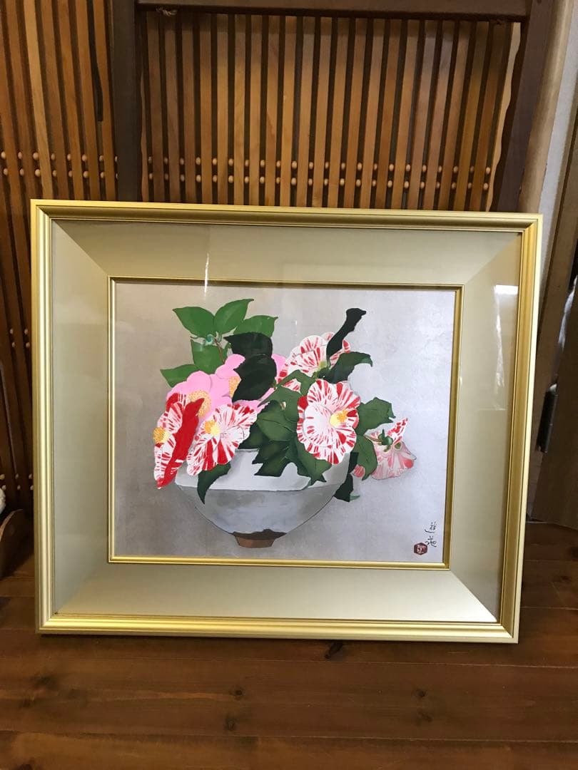 小倉遊亀　椿など　木版画