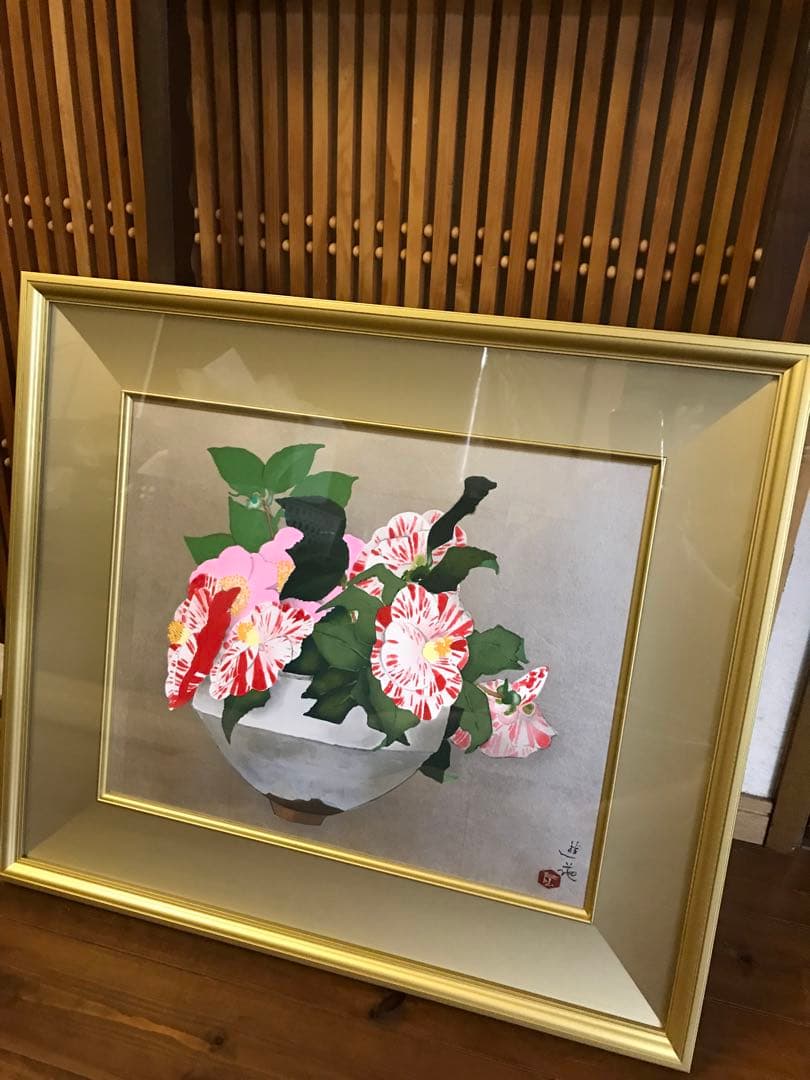 小倉遊亀　椿など　木版画