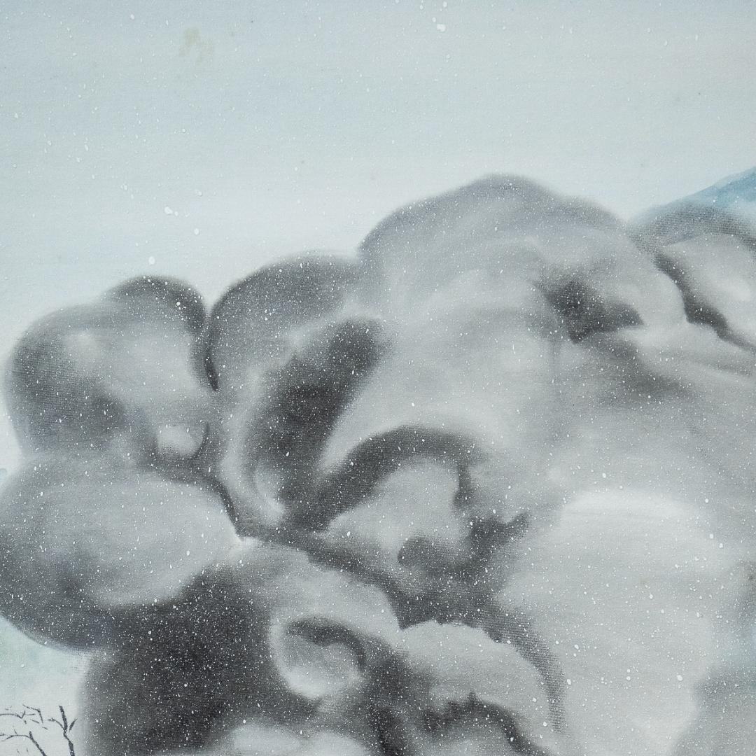 掛軸-1144　静山　鉄路一筋　共箱 　デゴイチ　鉄道画