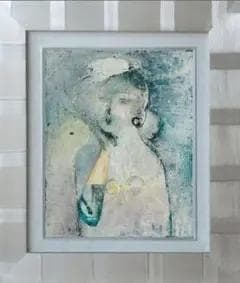 油絵 菅家令子 絵 絵画インテリア 額付(白) uF6-071802 人物 女性