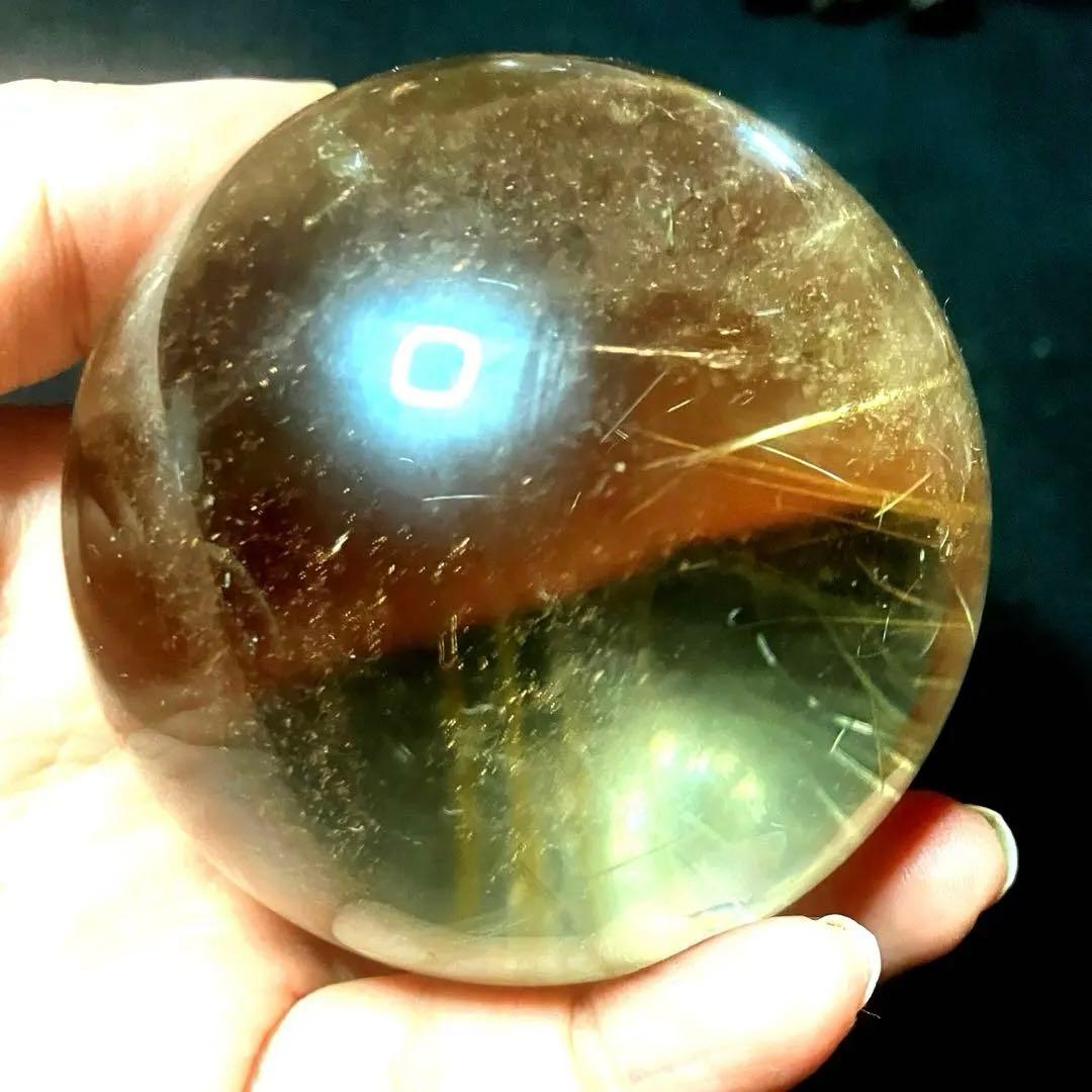 超大玉　70mm ゴールドルチルクォーツ　金針水晶　パワーストーン