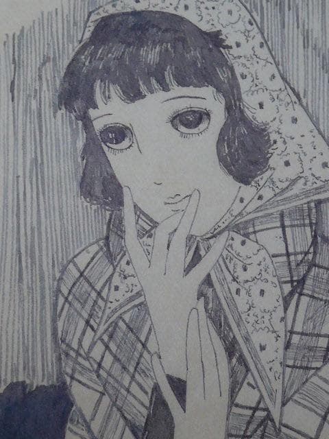 大正ロマンの画家、山根幸雄／由紀雄の肉筆の画稿です。中原淳一と同時代です／３
