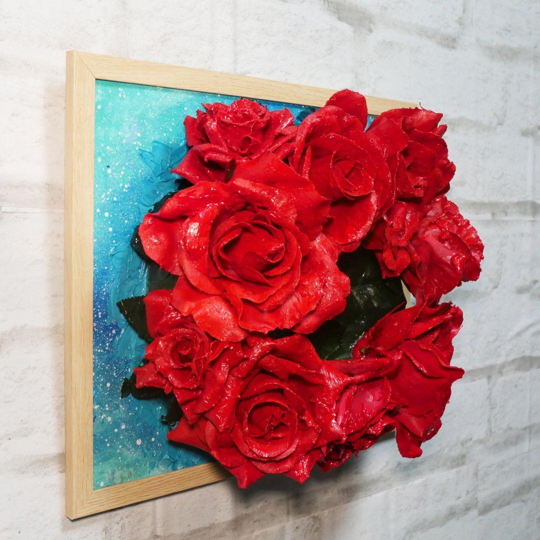 油絵 油彩 油彩画 絵 絵画 【薔薇リース】
