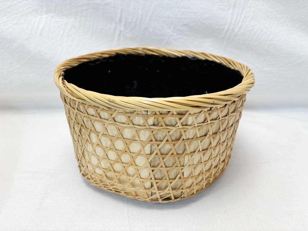 ほぼ未使用 茶道具 又妙斎好写 唐筆篭炭斗 一双（炉用・風炉用）炭取 竹細工紙箱