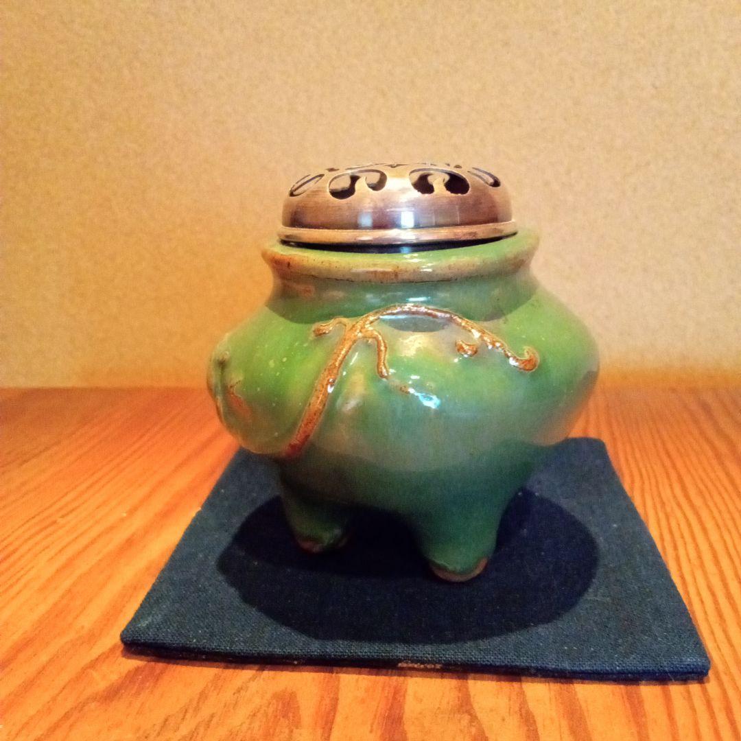 【希少作(幻】 真作 法正寺 (法勝寺:板窯) 香炉 彫刻模様(火舎付)