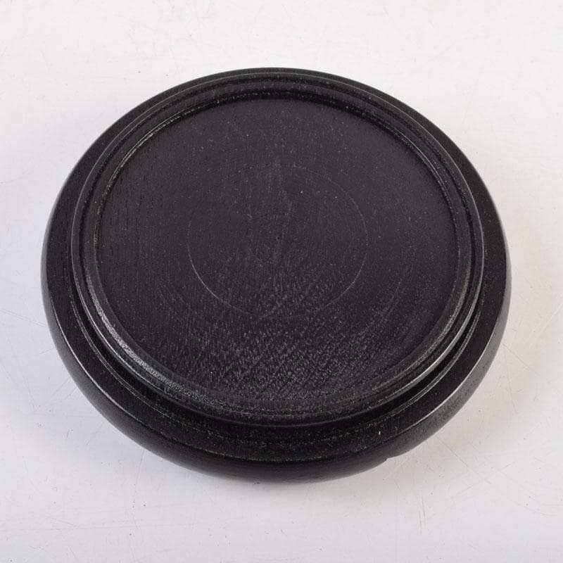 七宝焼　岡田泉作　赤透釉　梅文瓶　花瓶　唐木台付　共箱　V　9133