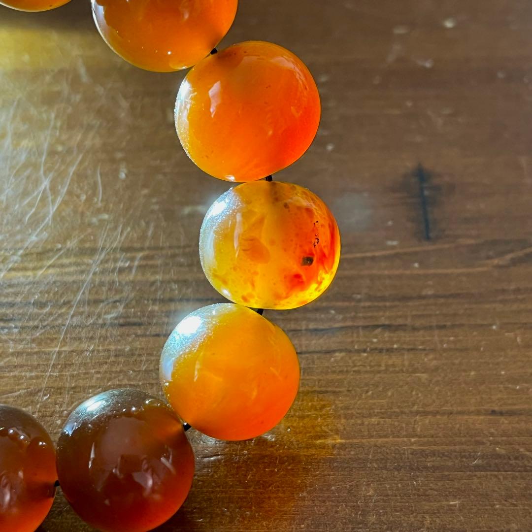 琥珀 20mm レッド ブルーアンバー ミルキー花琥珀 希少 巨大 ブレスレット