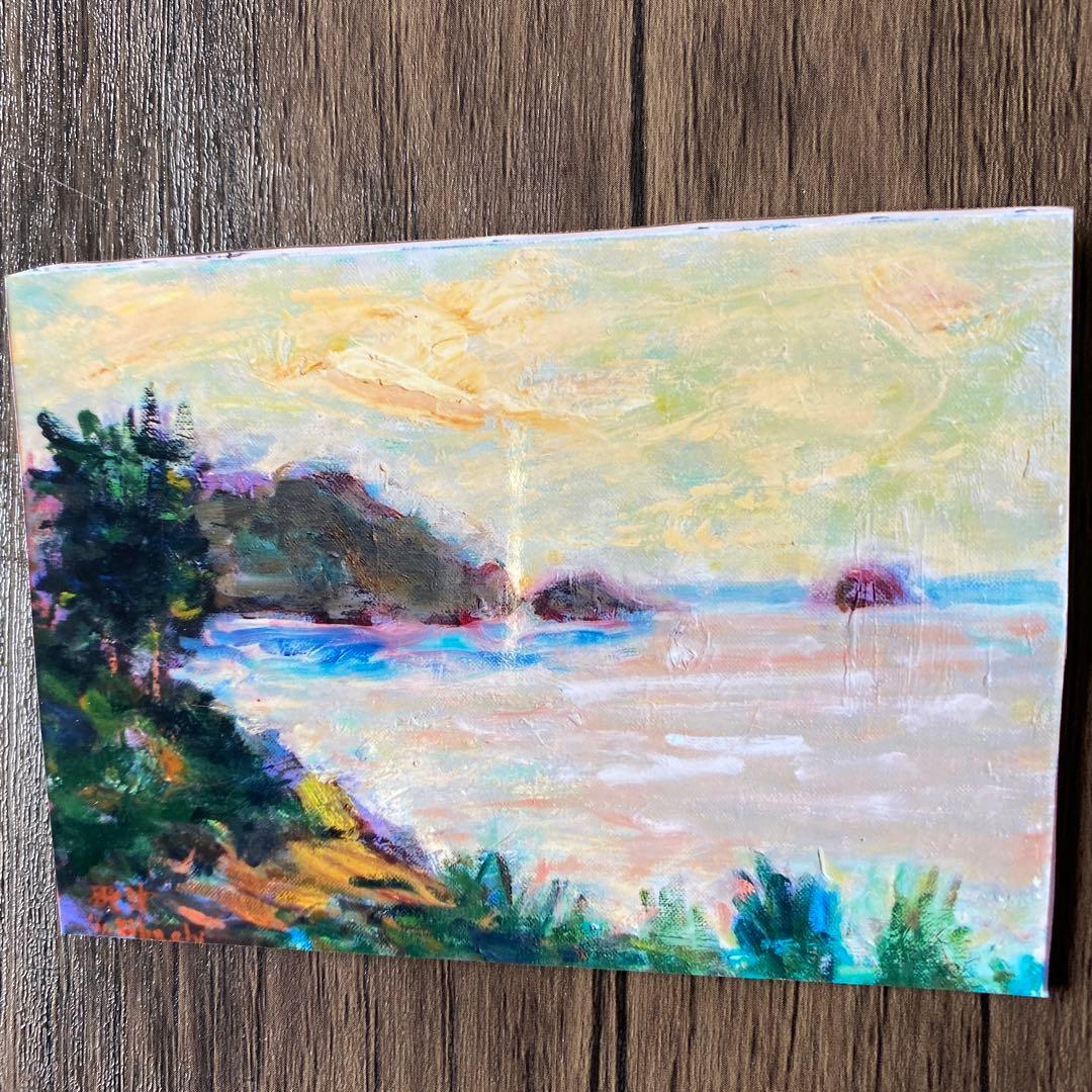 絵画　油彩画　油絵　「三陸の海」4F 菊地正則　渡仏　美品　手描き　原画　額付き