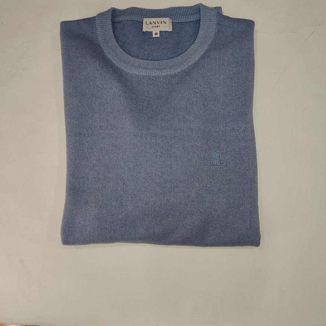 良品極上カシミヤ100% LANVIN SPORT ライトブルー セーター 40