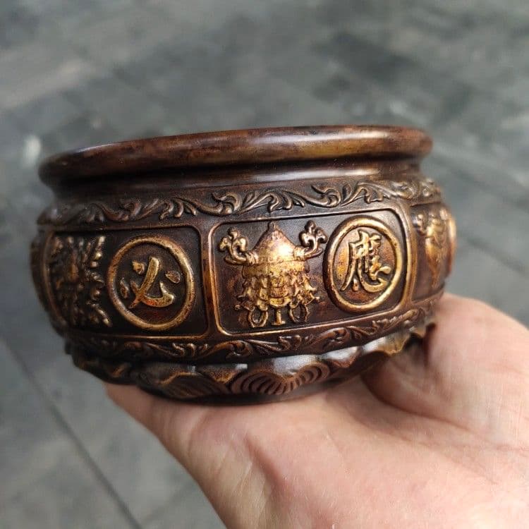 銅器 有求必応灰皿 祥雲紋香炉 装飾品 工芸品 置物