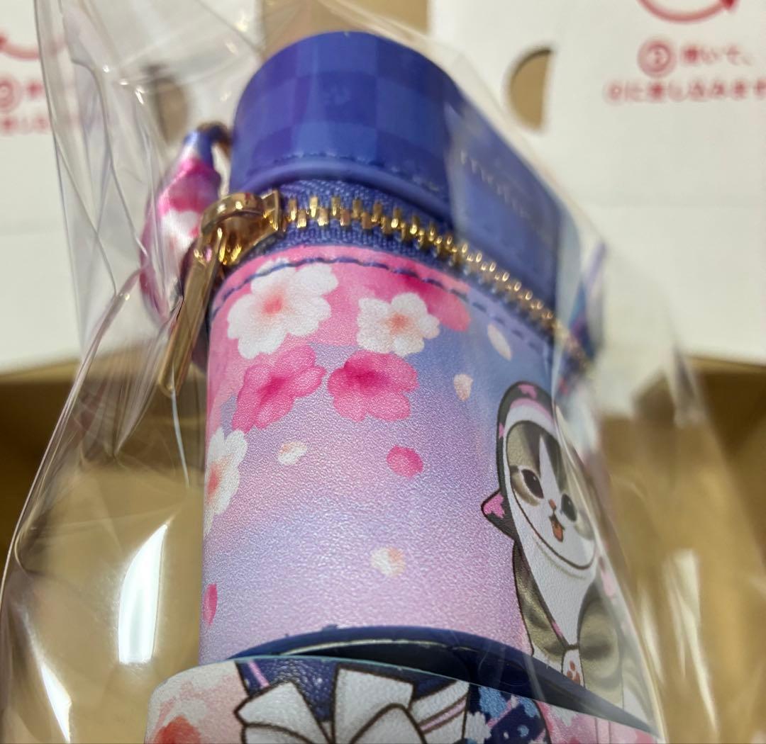 ★mofusand スカーフチャーム付きポーチ桜満開 コースター タイトー限定★