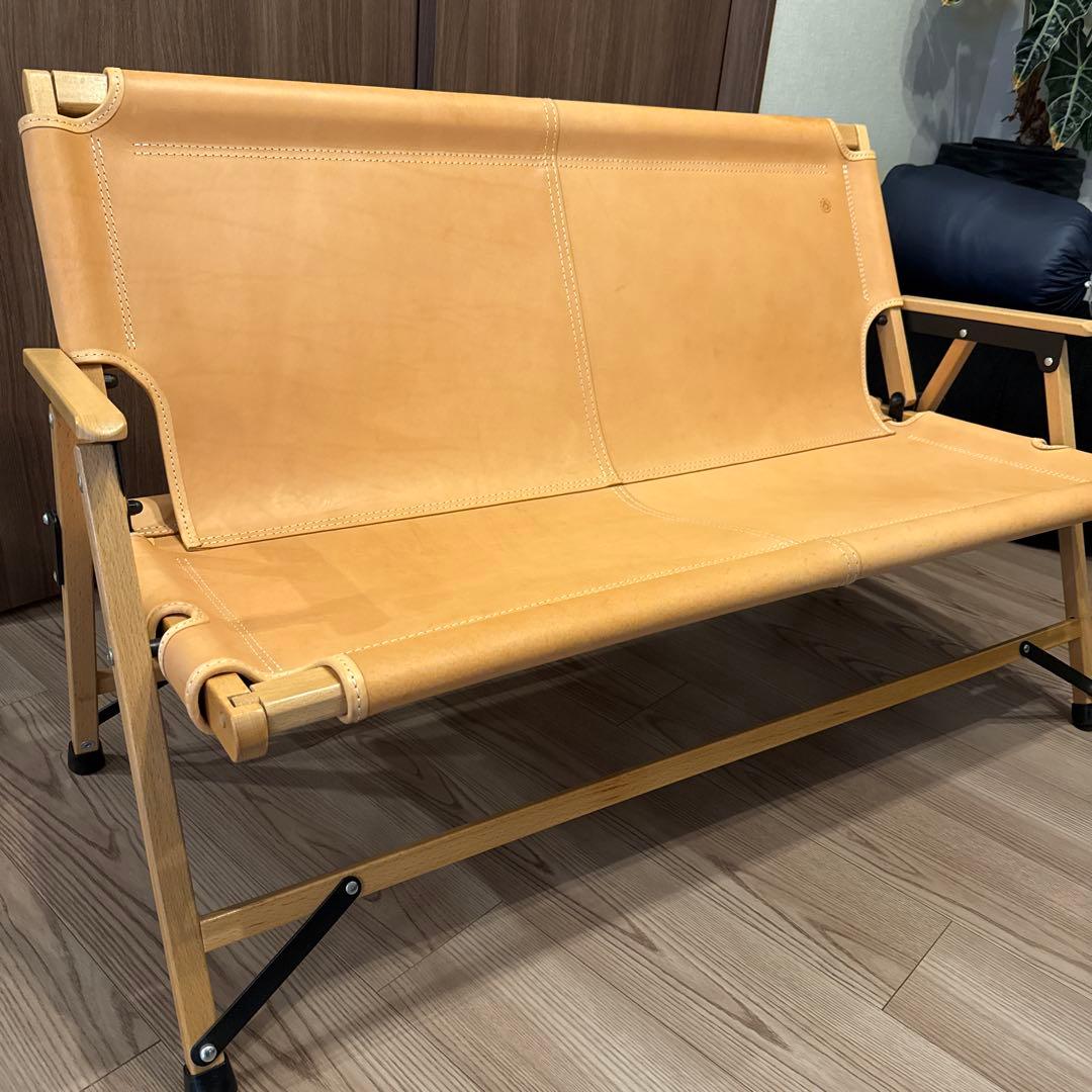 PINOWORKS レザーベンチ レザー製折りたたみベンチ ベージュ