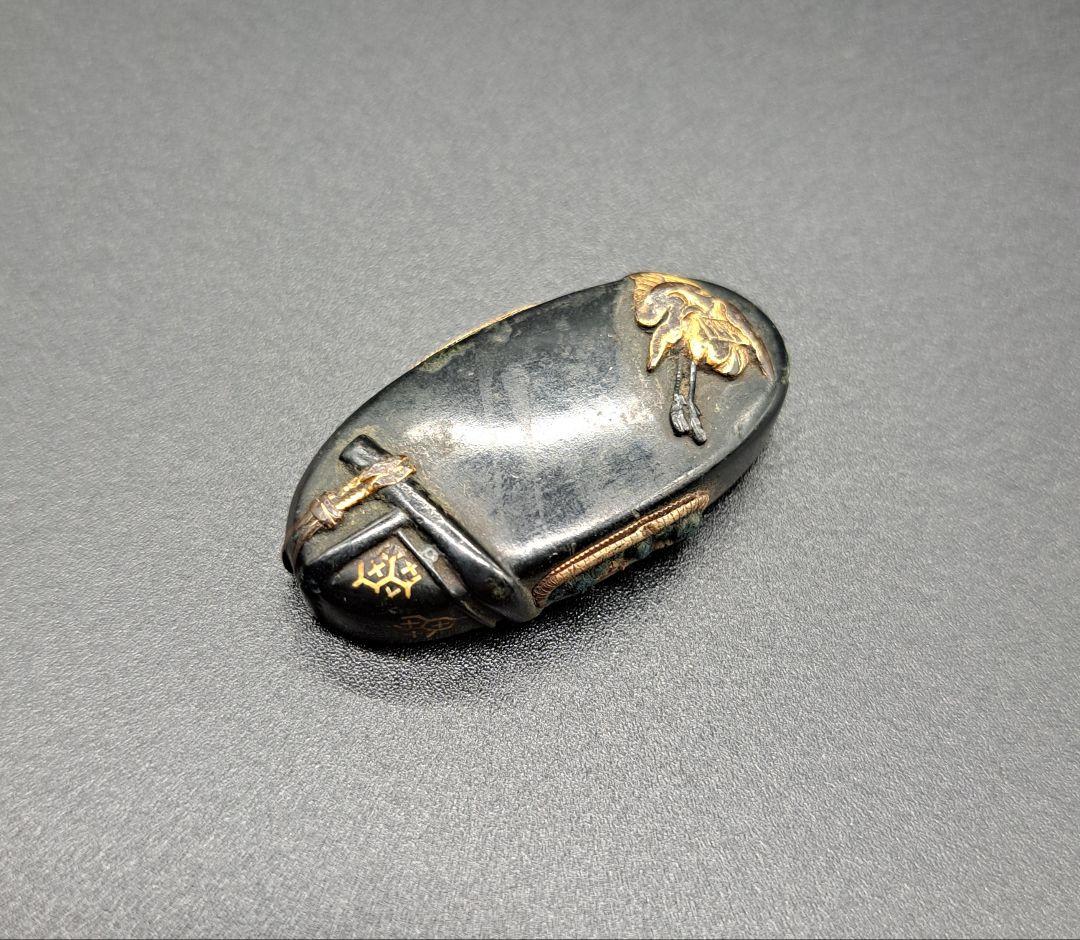 野鳥金象嵌柄頭縁頭揃い 日本刀 刀 刀装具 時代物 真剣 居合い 刀剣美術 侍