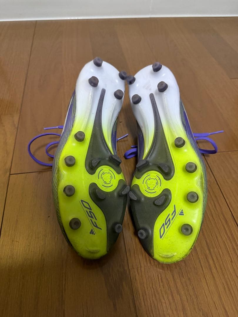 adidas F50 サッカースパイク AG 紫/ライム　新品ソール付き