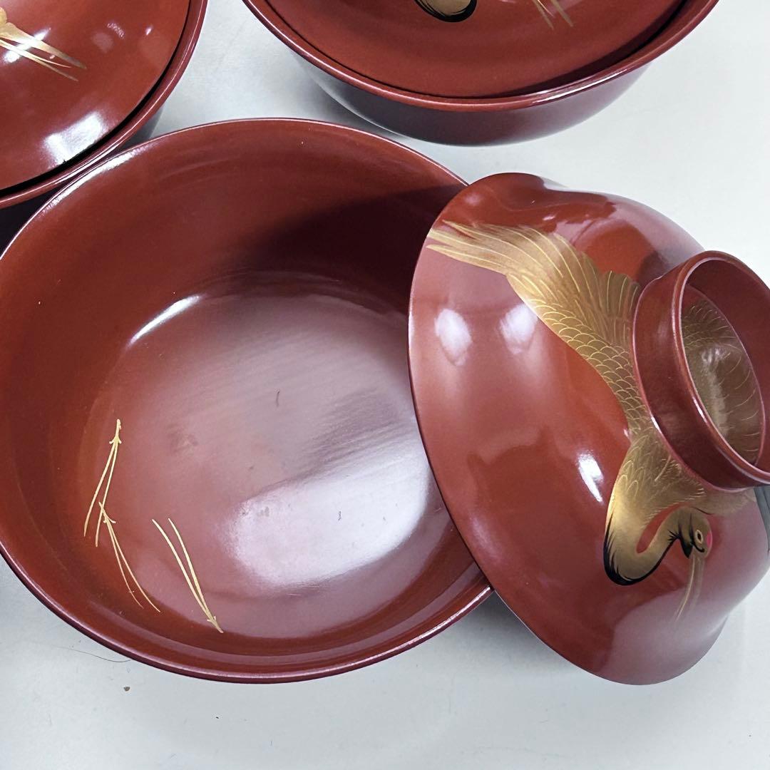 輪島塗 金蒔絵 松鶴 汁椀 吸物椀 10客 漆器