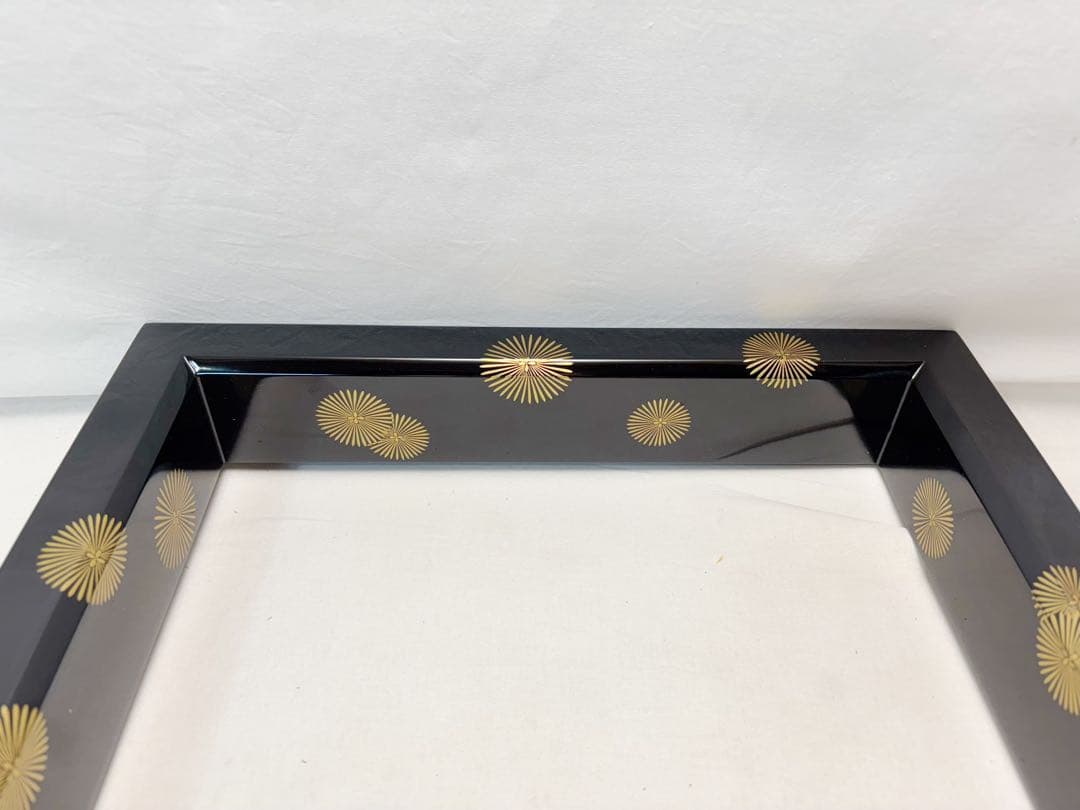 未使用 茶道具 炉壇 利休炉壇 黒真塗 唐松蒔絵 炉縁 2点セット 茶道 囲炉裏