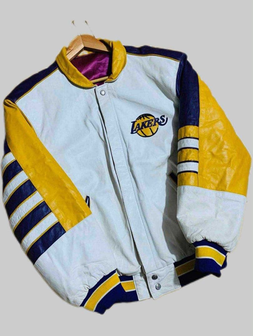 LAKERS ボンバージャケット ホワイト/パープル/イエロー