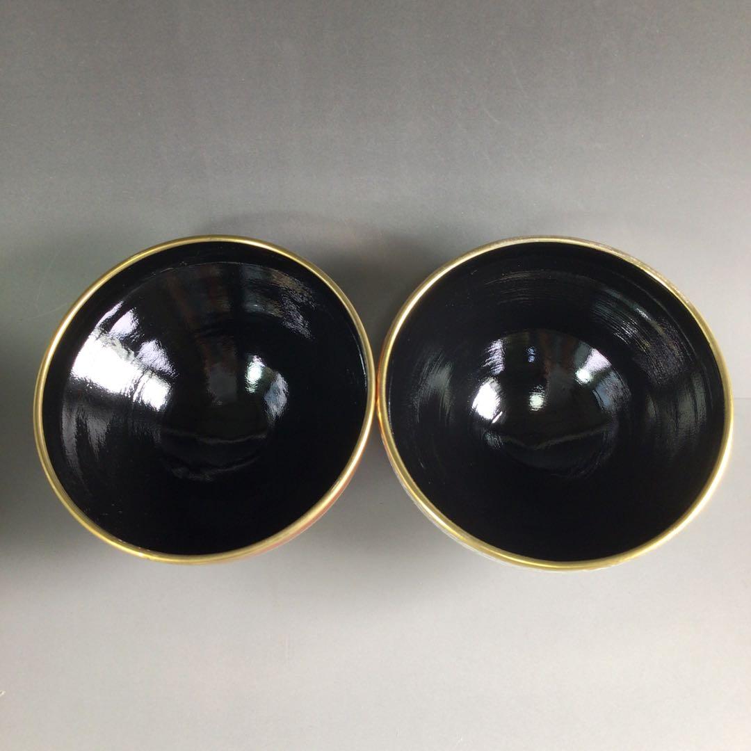 Ｒ３５１　茶碗　十客　『橋本永豊造』『色変わり青海波文』『数茶碗』　共箱茶道具