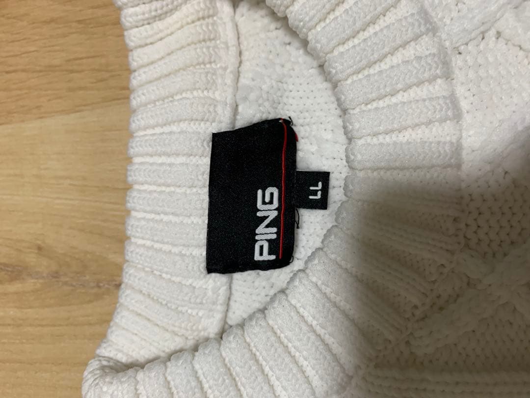 最終値下げPING ケーブル編みセーター LL ホワイト