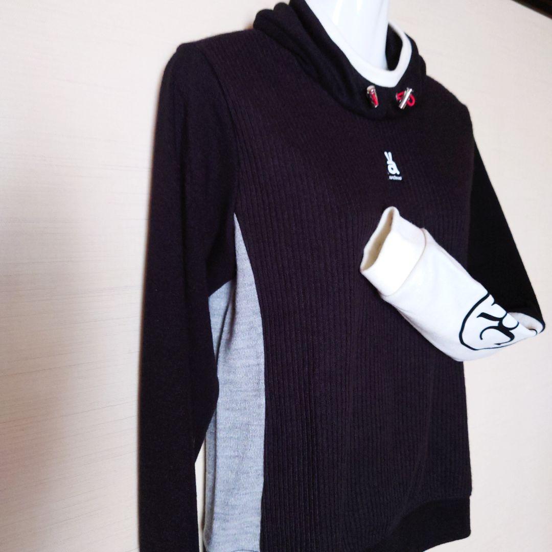 【アルチビオ】ニット プルオーバー セーター 裏地付き ハイネックフード 秋冬M