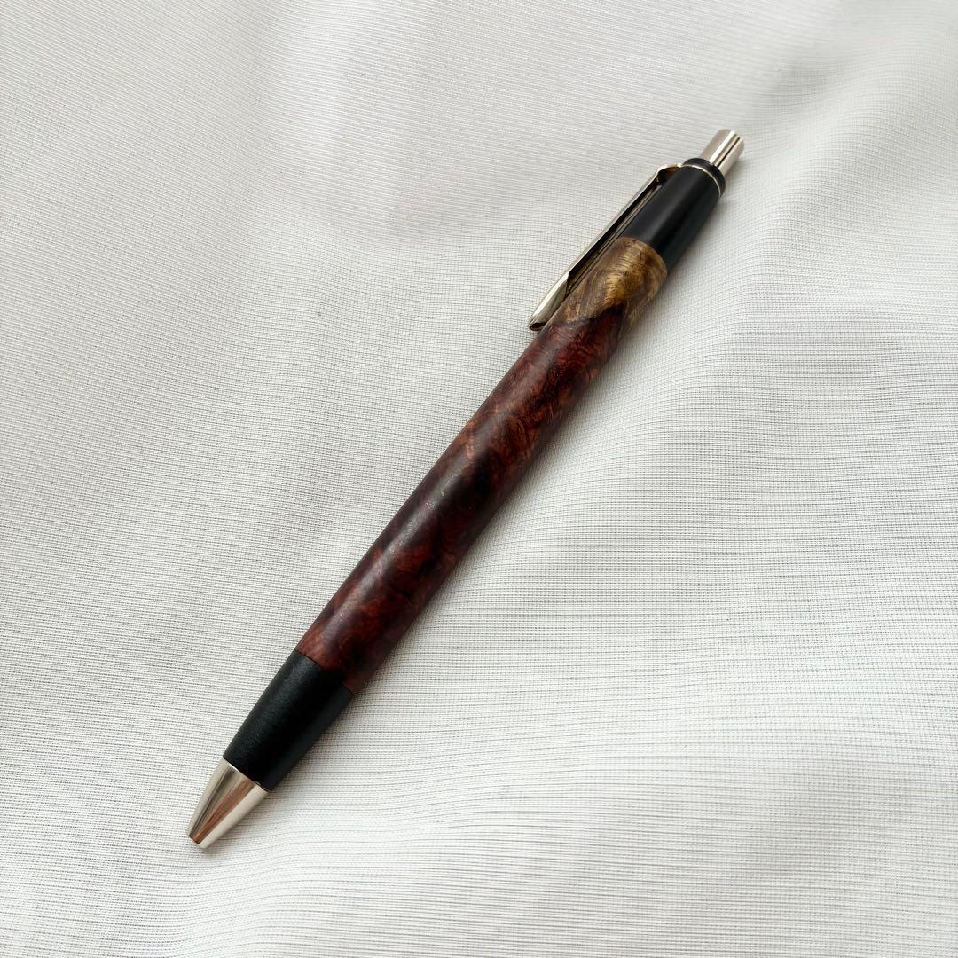 ボナンペン 本花梨瘤源平 花梨紅白 真鍮 シャーペン