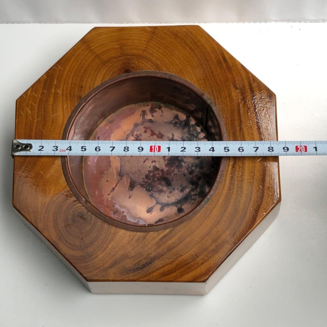 古民具　卓上火鉢　木製 八角形 小型　茶道