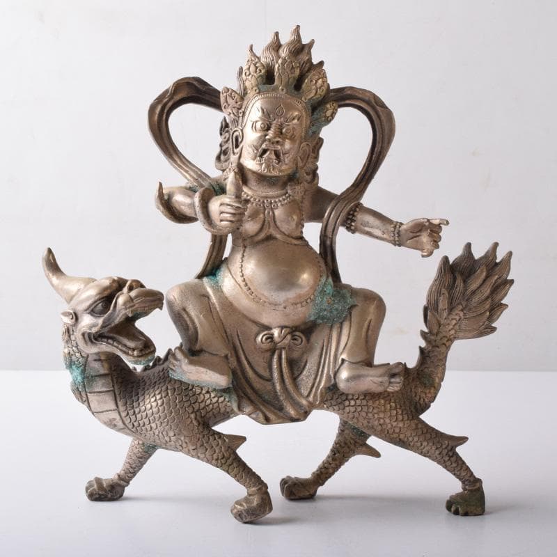 仏教美術　白銅　チベット仏　ヴァジュラパーニ　金剛手菩薩　仏像　V　7735