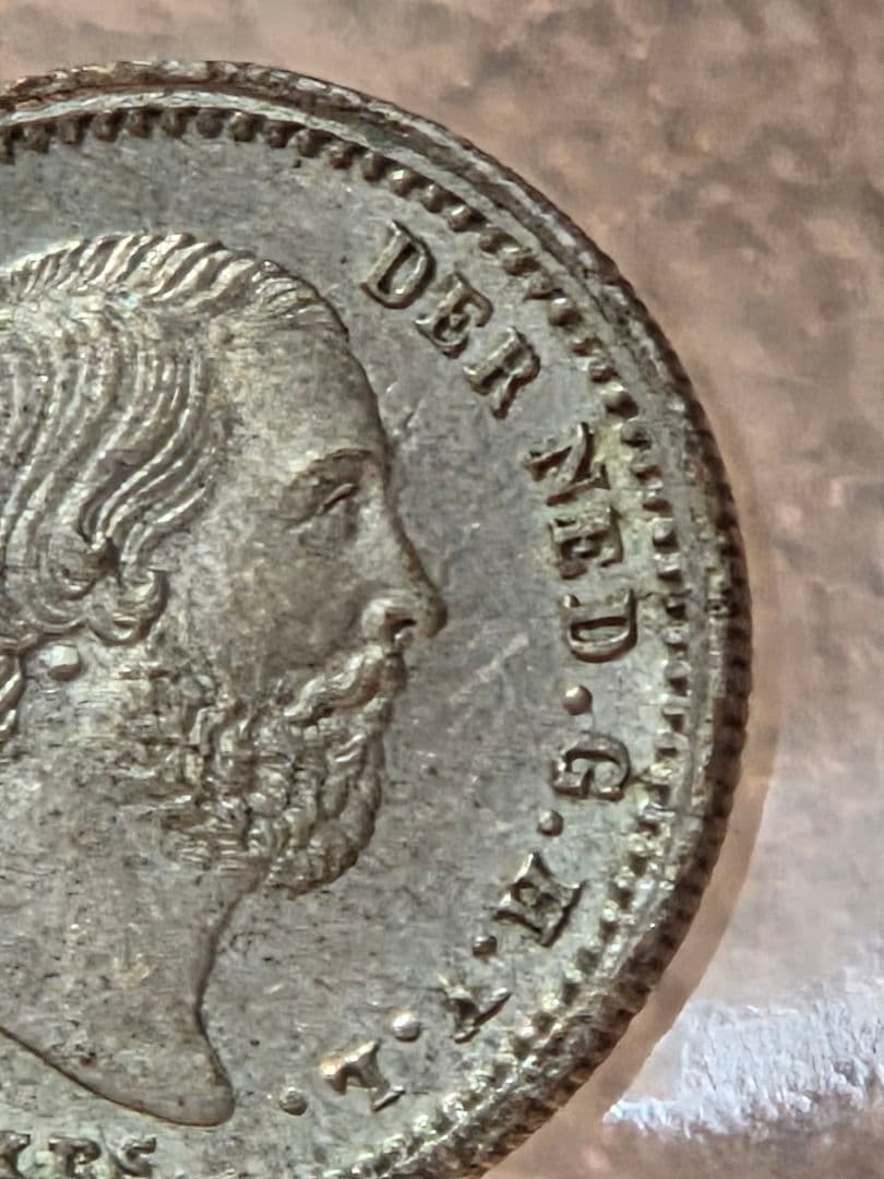 (稀少な状態)ネーデルランド王国　ウィレム3世　5セント銀貨　1855