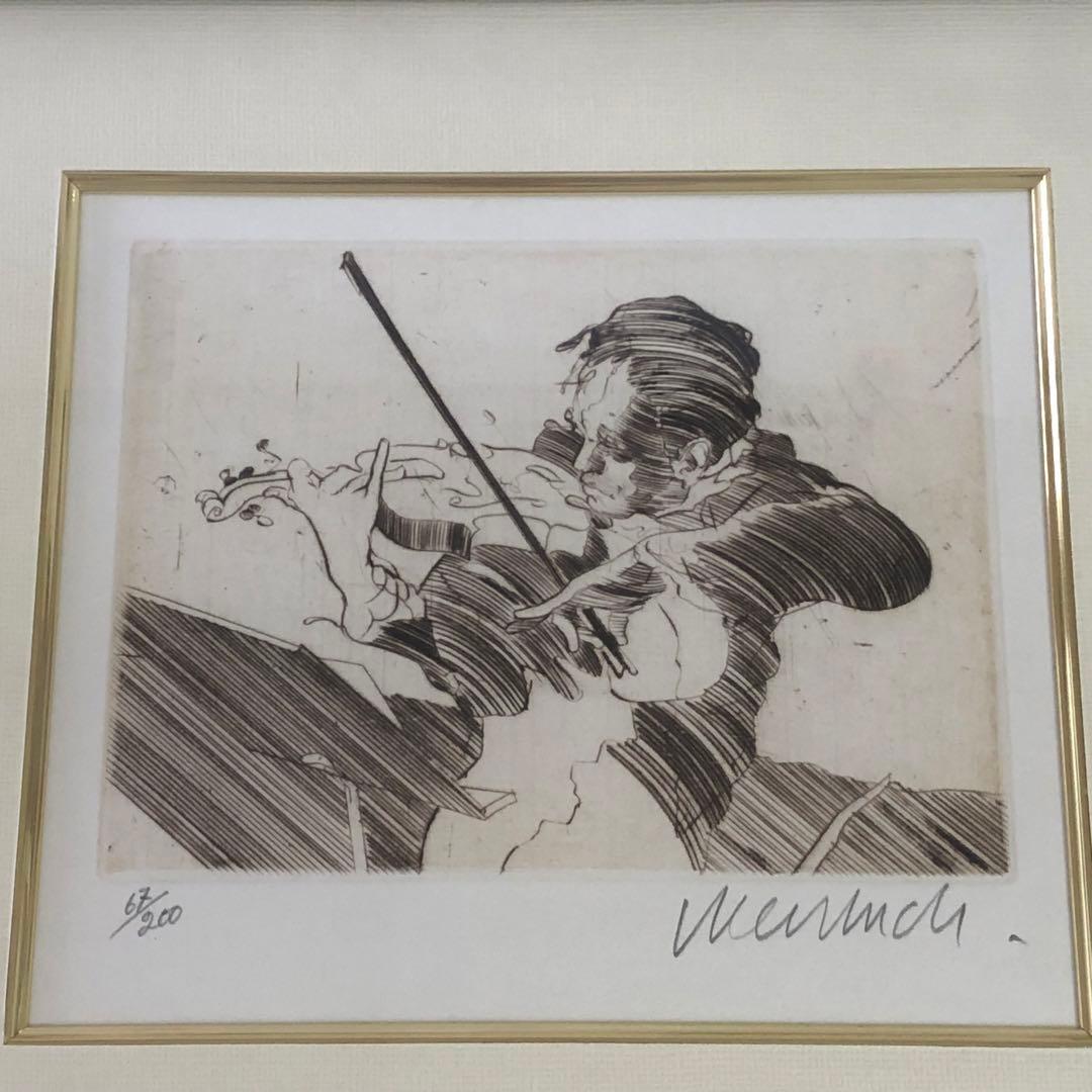 クロードワイズバッシュ リトグラフ サイン入り バイオリン 絵