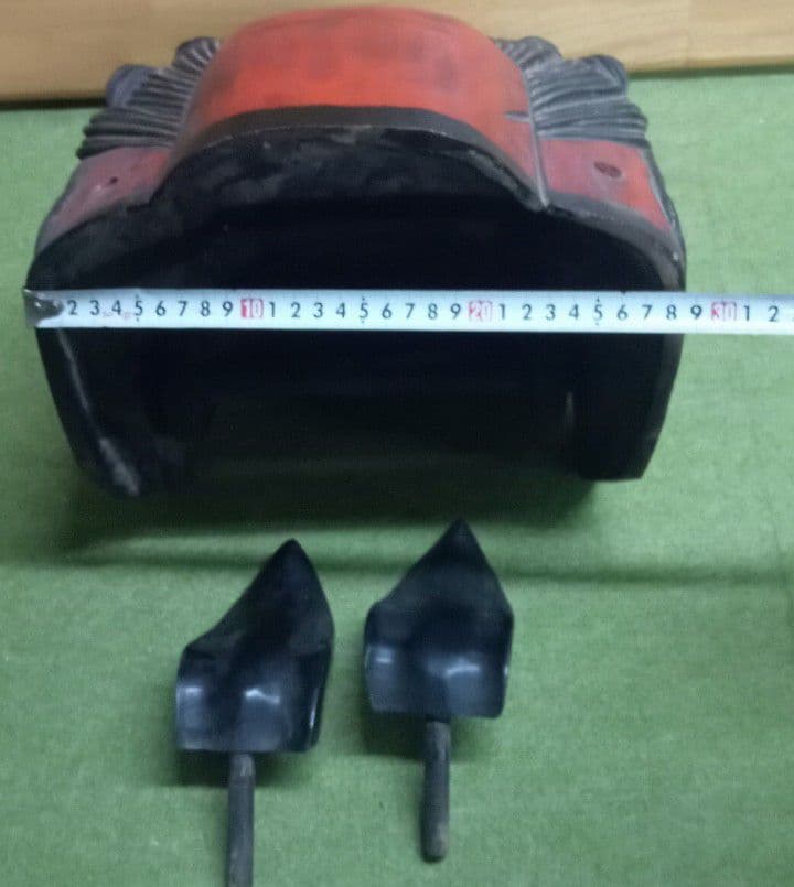 獅子頭 雄型 木製 木彫り 時代物 アンティーク 置物 縁起物
